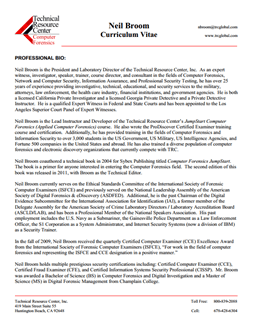 CV for Neil Broom Expert Witness in Computer Forensics Investigations in Charlotte